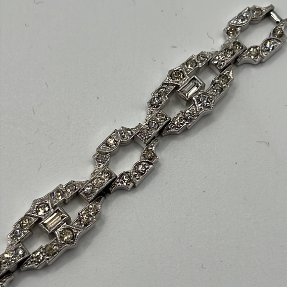 ENGEL BROTHERS 1930’s ART DECO RHINESTONE BRACELET - Picture 6 of 12